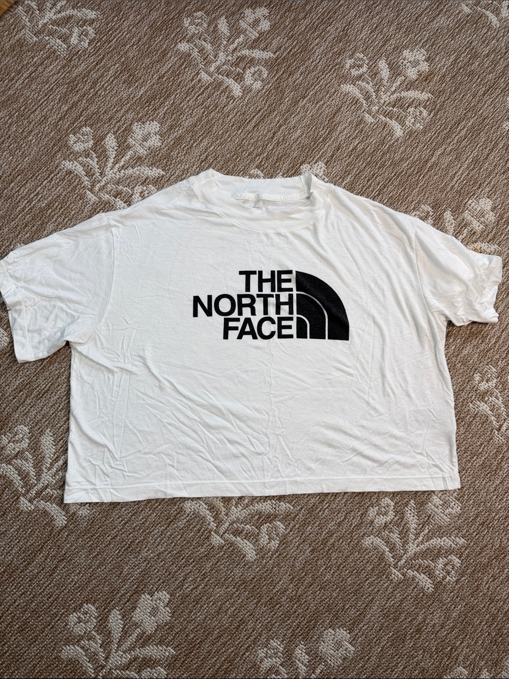 The North Face White Crop Tee with Black Logo
